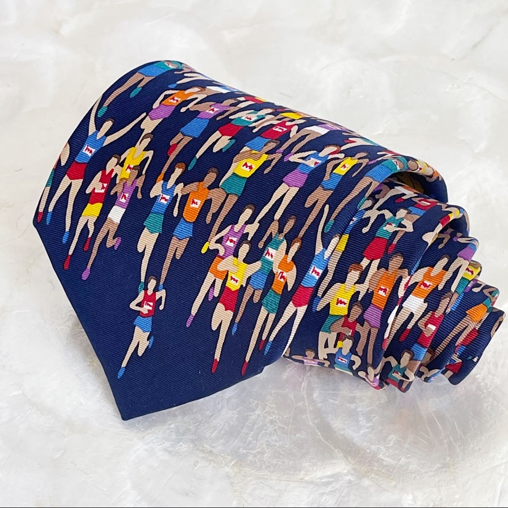 Alynn Marathon Runner Blue Mens Silk Tie
